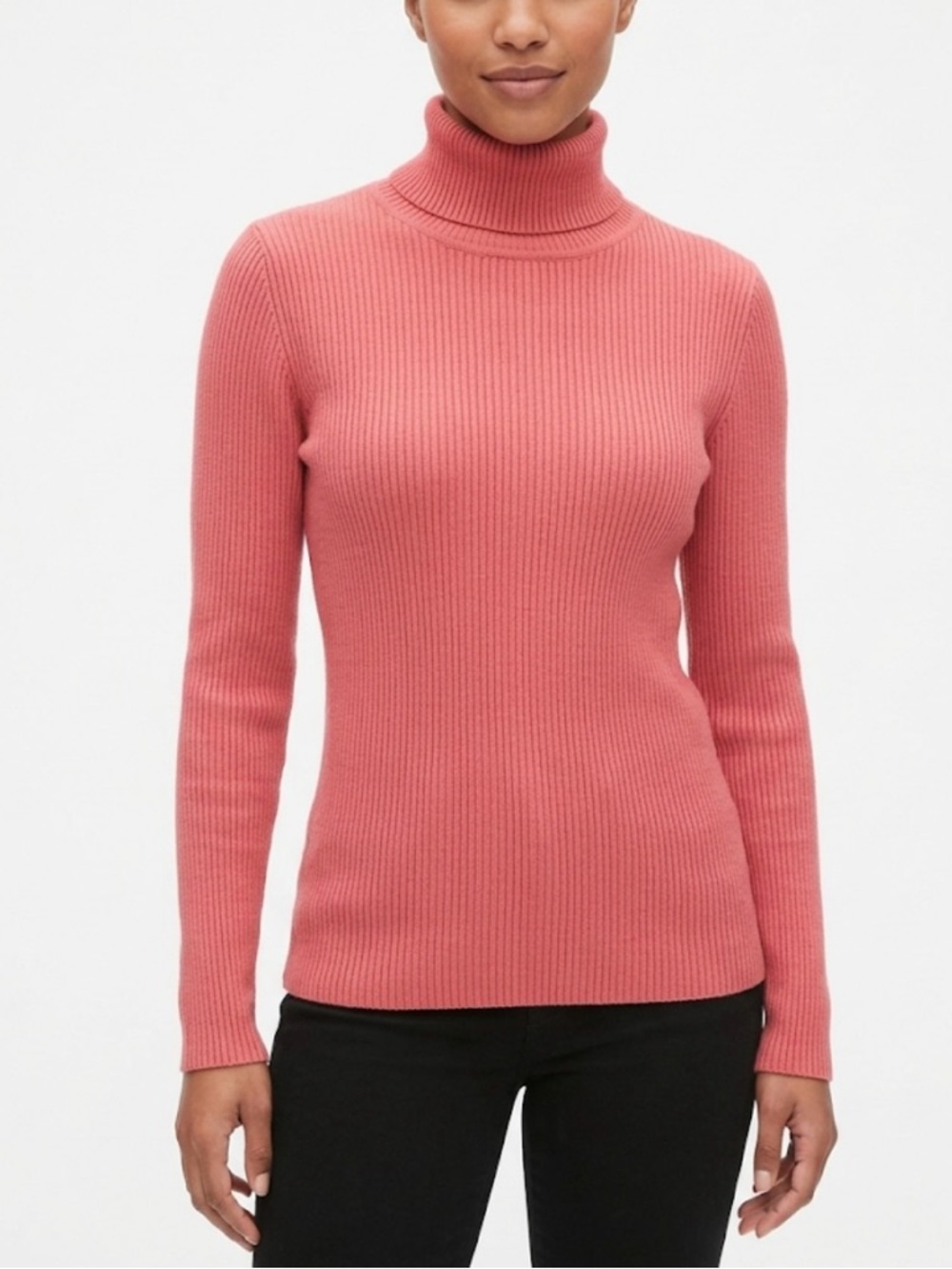 GAP Pink Ribbed Turtleneck Sweater Cotton Knit Long Sleeve Size L